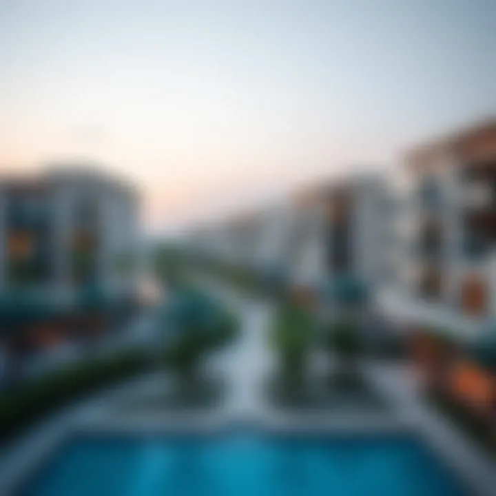 A panoramic view of luxury residential properties in the City Walk area.
