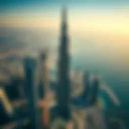 Aerial view of the Burj Khalifa showcasing its architectural design