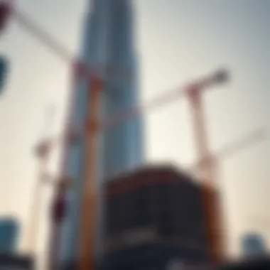 Construction Site of Burj Khalifa Construction site of Burj Khalifa with cranes and scaffolding