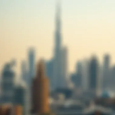 Dubai Skyline with Burj Khalifa Skyline of Dubai featuring the Burj Khalifa among other landmarks