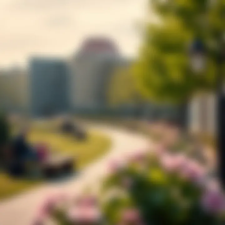 A scenic view of the community parks filled with families enjoying leisure time