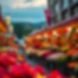 A vibrant flower market showcasing a variety of blooms in the City of Flowers