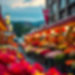 A vibrant flower market showcasing a variety of blooms in the City of Flowers