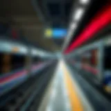 Detailed view of the Dubai Metro train lines