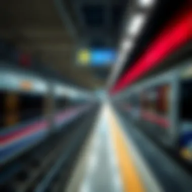 Detailed view of the Dubai Metro train lines