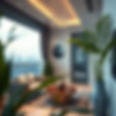 Elegant balcony with contemporary art and decor