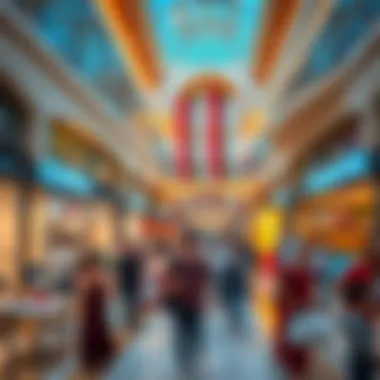 Crowd enjoying shopping and dining in the mall