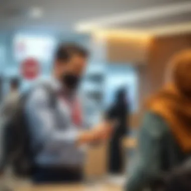 Customer Service Interaction Customer service representative assisting a visitor at the Emirates ID Centre