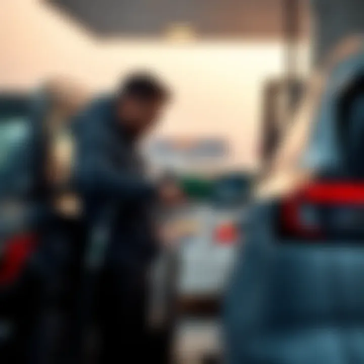 Consumer filling up a vehicle at a petrol pump