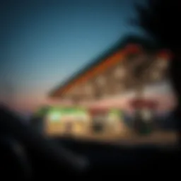 Petrol station in UAE at dusk