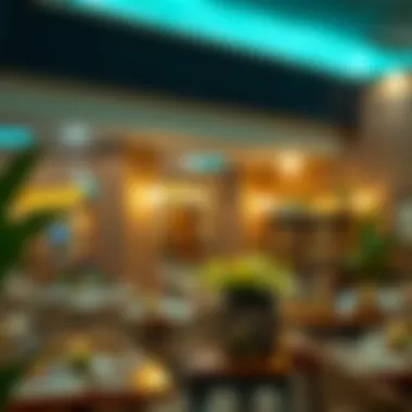 Warm, inviting ambiance inside مطعم المشوار, with soft lighting and tasteful decor creating a cozy atmosphere