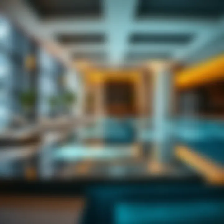 Amenities available at Studio One Tower, including pools and fitness areas