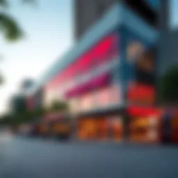 Exterior view of Fitness First DSO showcasing modern architecture and vibrant atmosphere