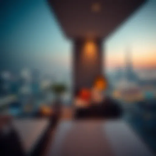 Luxurious modern balcony overlooking Dubai skyline