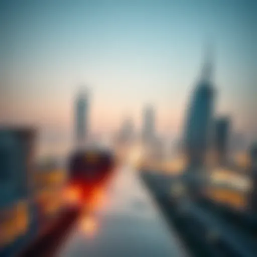A view of the Dubai Metro train traversing the skyline