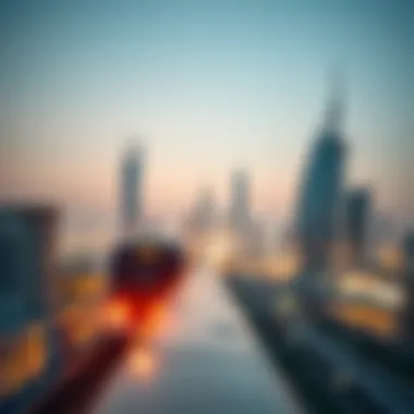 Dubai Metro Train Against the City Skyline A view of the Dubai Metro train traversing the skyline