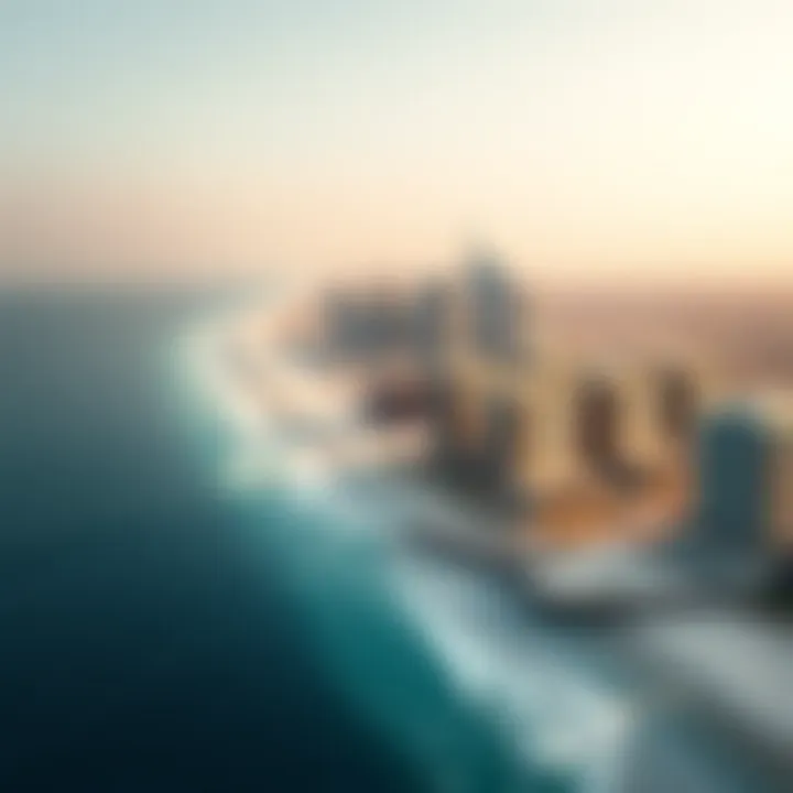 Aerial view of Dubai coastline showcasing beachside developments