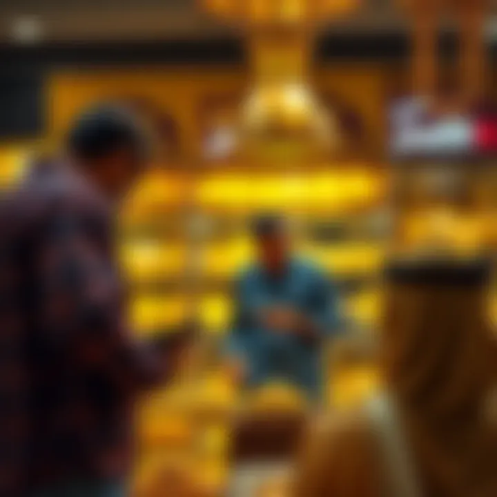 Local buyers engaging in discussions at a gold shop.