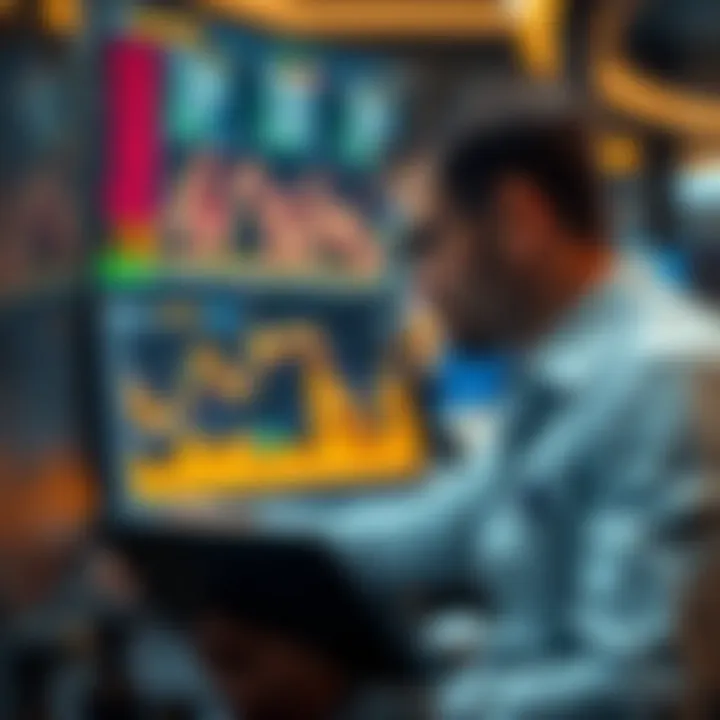 A trader analyzing gold price charts.